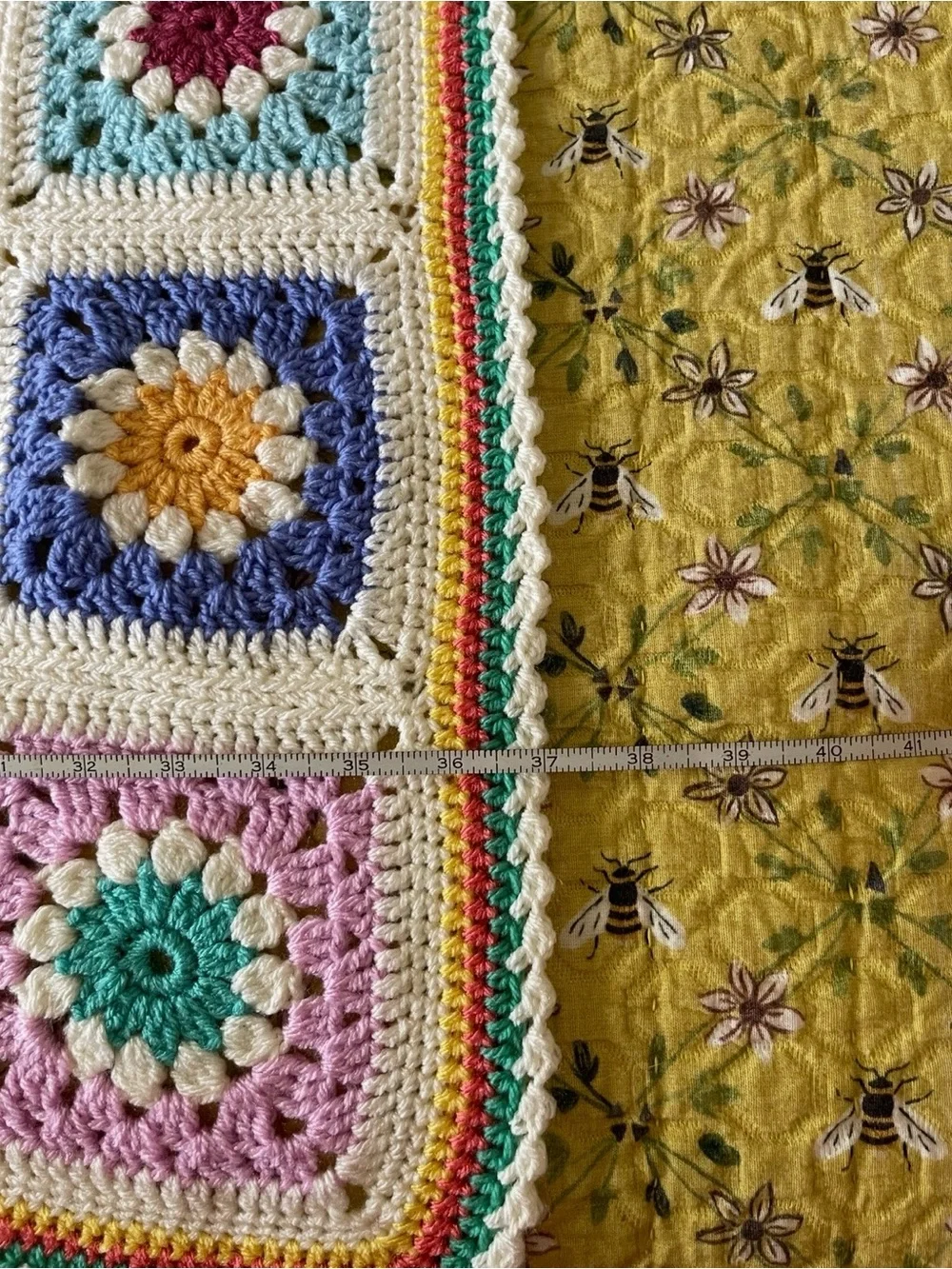 Handmade Granny Square Crochet Baby Blanket, Multicolor, Acrylic, 31” x 37”
